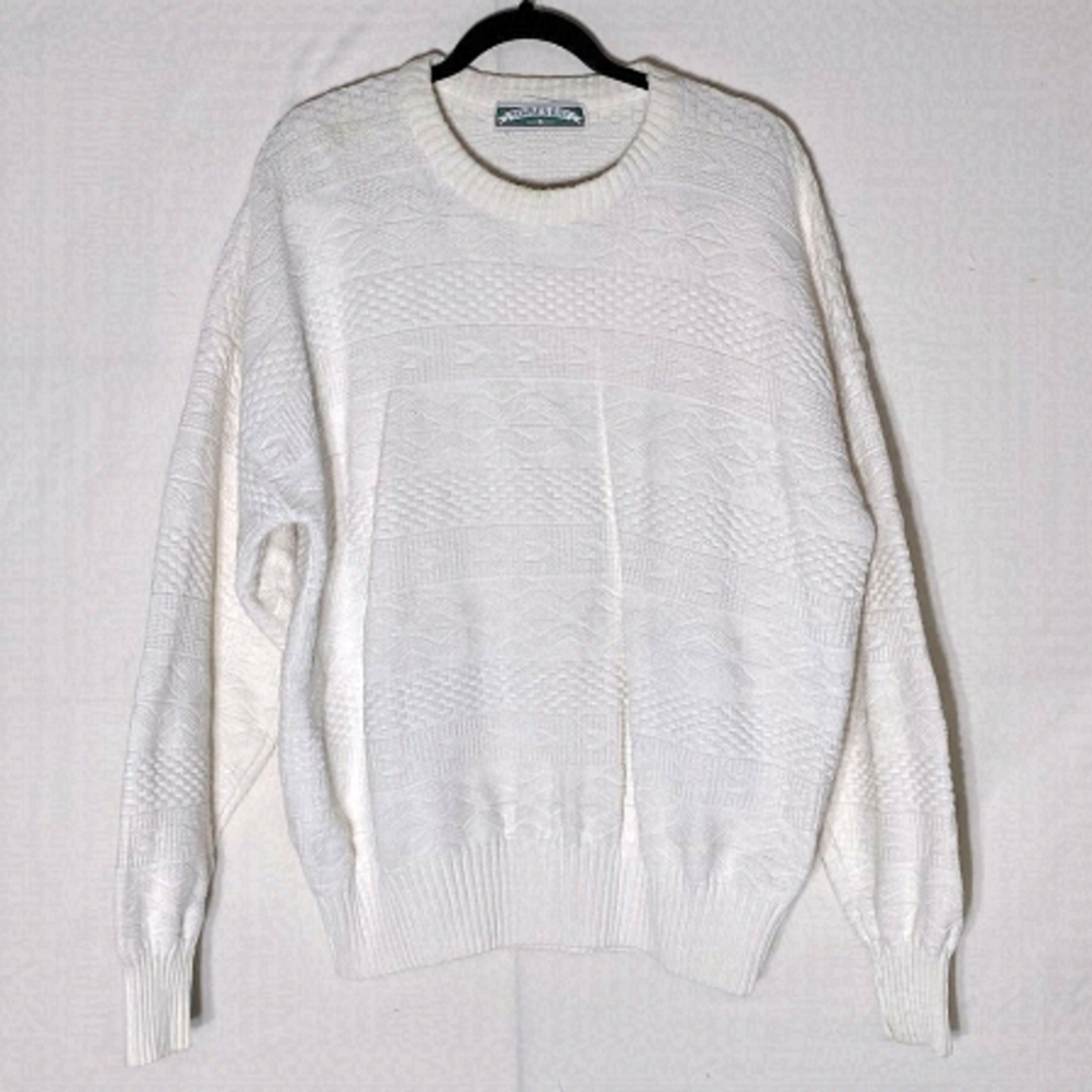 Vintage 90s Timber Bay White Cotton Crew Neck Sweater XXL Dadcore